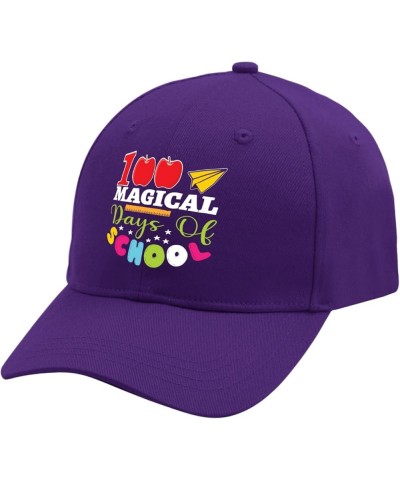 Cowgirl hat Apple 100% Magic Days of School Fishing hat Mens Trucker hat Gifts for Grandma Golf Cap Purple $10.94 Sun Hats