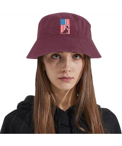 4th of July Dog American Flag Bucket Hat Bucket Hat Packable Womens Hat for Beach Accessories for Travel Deep Rose $12.09 Buc...