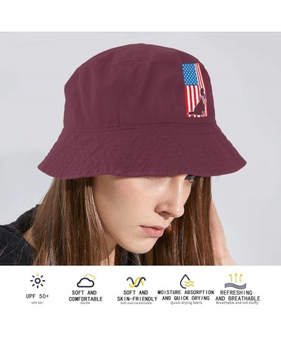 4th of July Dog American Flag Bucket Hat Bucket Hat Packable Womens Hat for Beach Accessories for Travel Deep Rose $12.09 Buc...