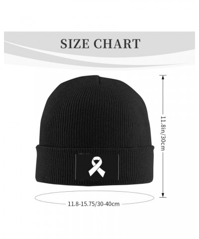 White Ribbon Lung Cancer Awareness Beanie Hats Warm Chunky Cable Knit Hat Slouchy Skull Cap for Women Men $13.66 Skullies & B...