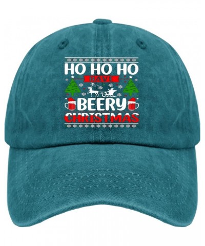 Ho Ho Ho Have Beery Christmas Hat 80s Hat Pigment Black Womens Beach Hat Gifts for Grandma Hiking Hat Cyan Blue $11.20 Sun Hats