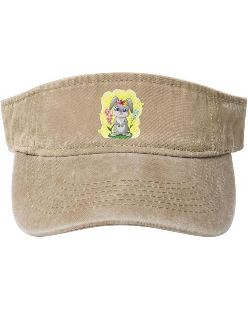 Beautiful Rabbit Sun Visor Hats for Women Men Sun Hat Cotton Golf Hat Vintage Baseball Cap Natural $12.07 Sun Hats