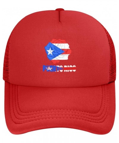 Rose Flower Puerto Rico Flag Baseball Cap Men Women Solid Mesh Snapback Flat-Bill Dad Trucker Hat Red $7.40 Baseball Caps