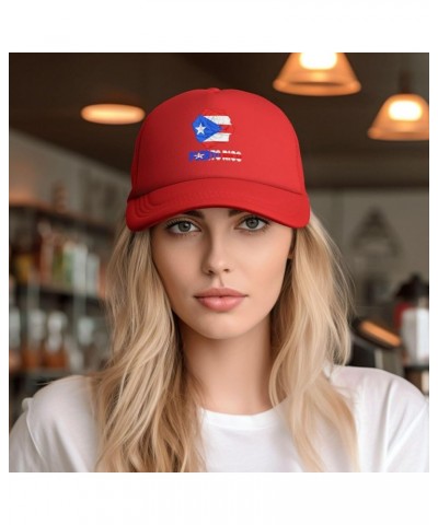 Rose Flower Puerto Rico Flag Baseball Cap Men Women Solid Mesh Snapback Flat-Bill Dad Trucker Hat Red $7.40 Baseball Caps