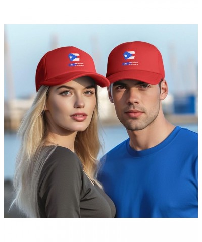 Rose Flower Puerto Rico Flag Baseball Cap Men Women Solid Mesh Snapback Flat-Bill Dad Trucker Hat Red $7.40 Baseball Caps