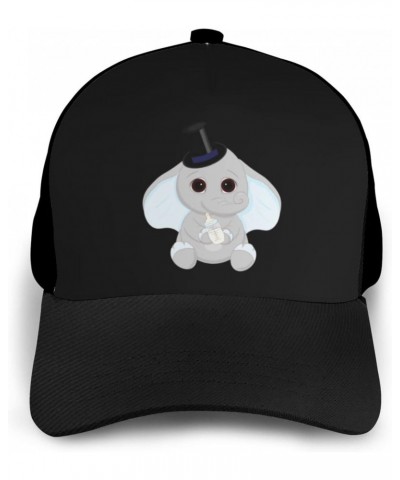 Cute Little Elephant Holding Milk Bottle Baseball Cap Women Men Hat Outdoor Leisure Sun Hat Adjustable Truck Driver Baseball ...