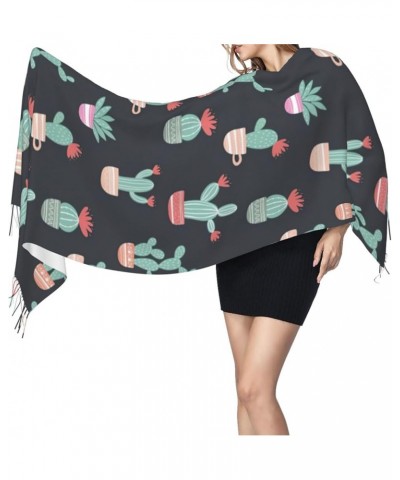 Camo Print Warm Soft Tassel Scarf Cashmere Shawl For Women Fashion Season Winter Shawl Gift Cactus 1 $16.41 Scarves