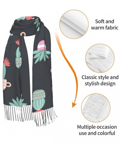 Camo Print Warm Soft Tassel Scarf Cashmere Shawl For Women Fashion Season Winter Shawl Gift Cactus 1 $16.41 Scarves