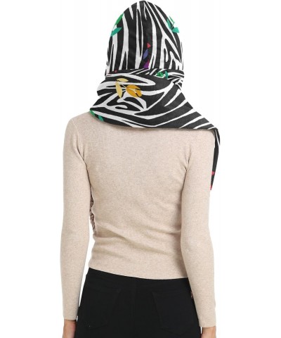 Flover Zebra Skin Animal Fall Winter Warm Women Hoodie Hat/Scarf/Gloves Set Soft Plush Thick Warm Hat $15.99 Scarves