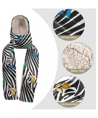 Flover Zebra Skin Animal Fall Winter Warm Women Hoodie Hat/Scarf/Gloves Set Soft Plush Thick Warm Hat $15.99 Scarves