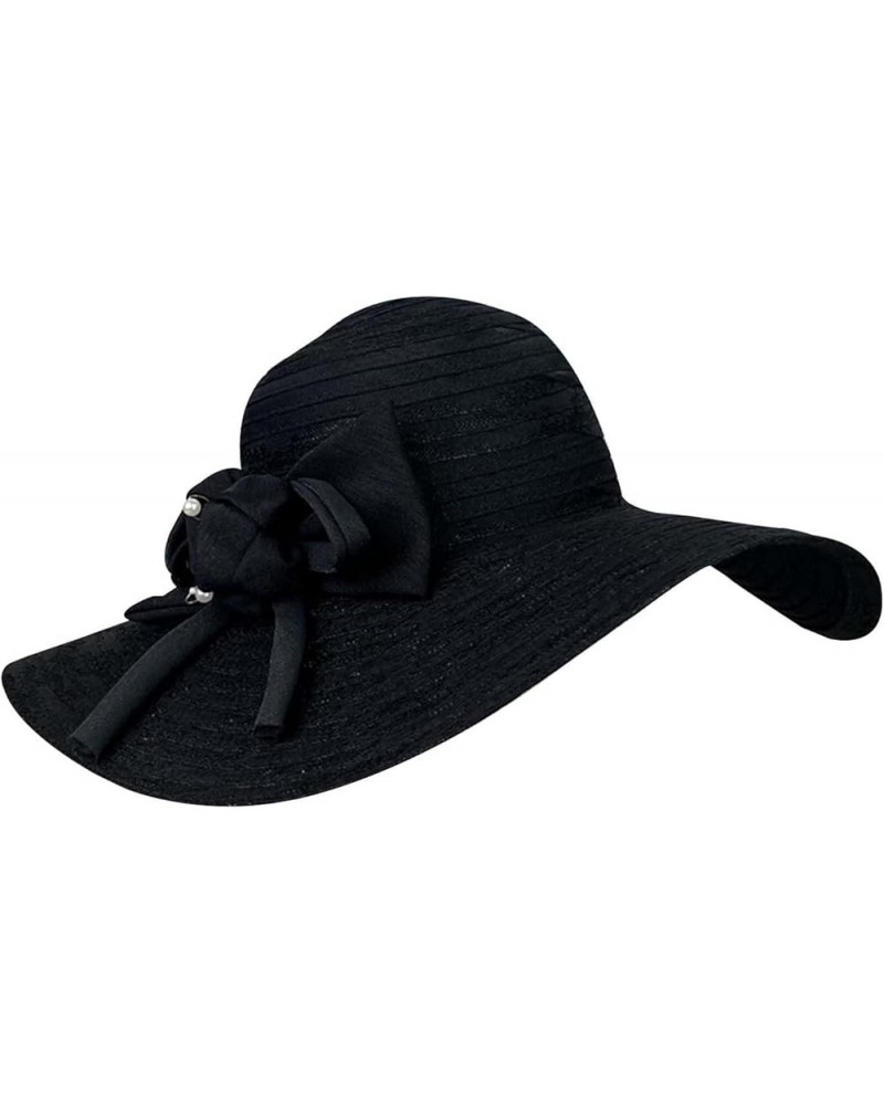 Beach Hats for Women Summer Hat Sun Visor Hats Wide Brim Breathable UV Protection Hats Foldable Straw Travel Hat Black $10.19...