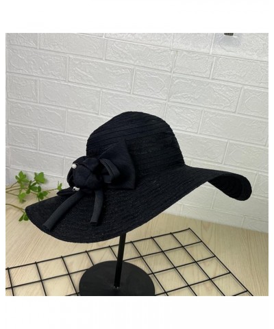 Beach Hats for Women Summer Hat Sun Visor Hats Wide Brim Breathable UV Protection Hats Foldable Straw Travel Hat Black $10.19...