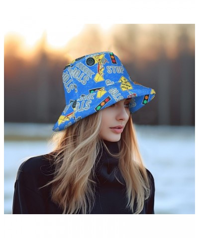 Cartoon Construction Trucks Fuzzy Bucket Hat for Women Winter Hats Fur Bucket Hat for Sports Skiing $10.08 Bucket Hats