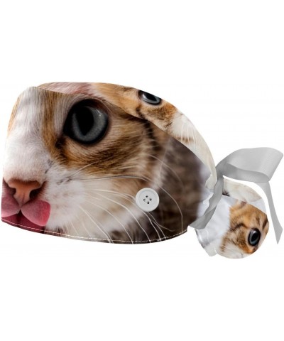 2-Pc Working Hat,Nursing Hat,Surgical Surgery Hats,Bouffant Tie Back Hats,Kitty Cute Cat $10.37 Skullies & Beanies