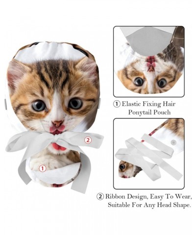 2-Pc Working Hat,Nursing Hat,Surgical Surgery Hats,Bouffant Tie Back Hats,Kitty Cute Cat $10.37 Skullies & Beanies