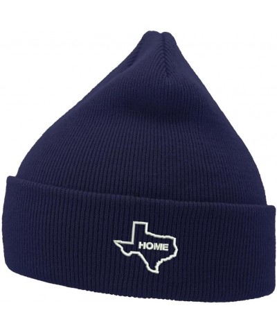 Mens Beanie Knit Hats Texas is Home Embroidered Unisex Casual Beanies Hats for Winter Navy $12.45 Skullies & Beanies