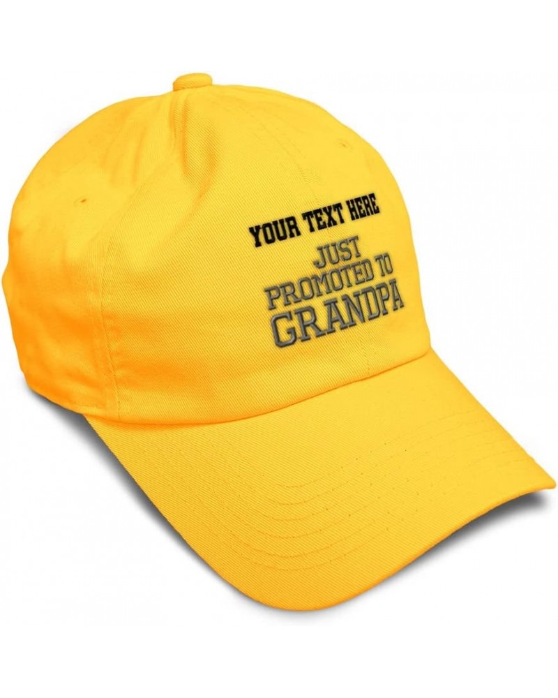 Soft Baseball Cap Just Promoted to Grandpa Embroidery Grandpa Grandfather Cotton Dad Hats for Men & Women Golden Yellow Perso...