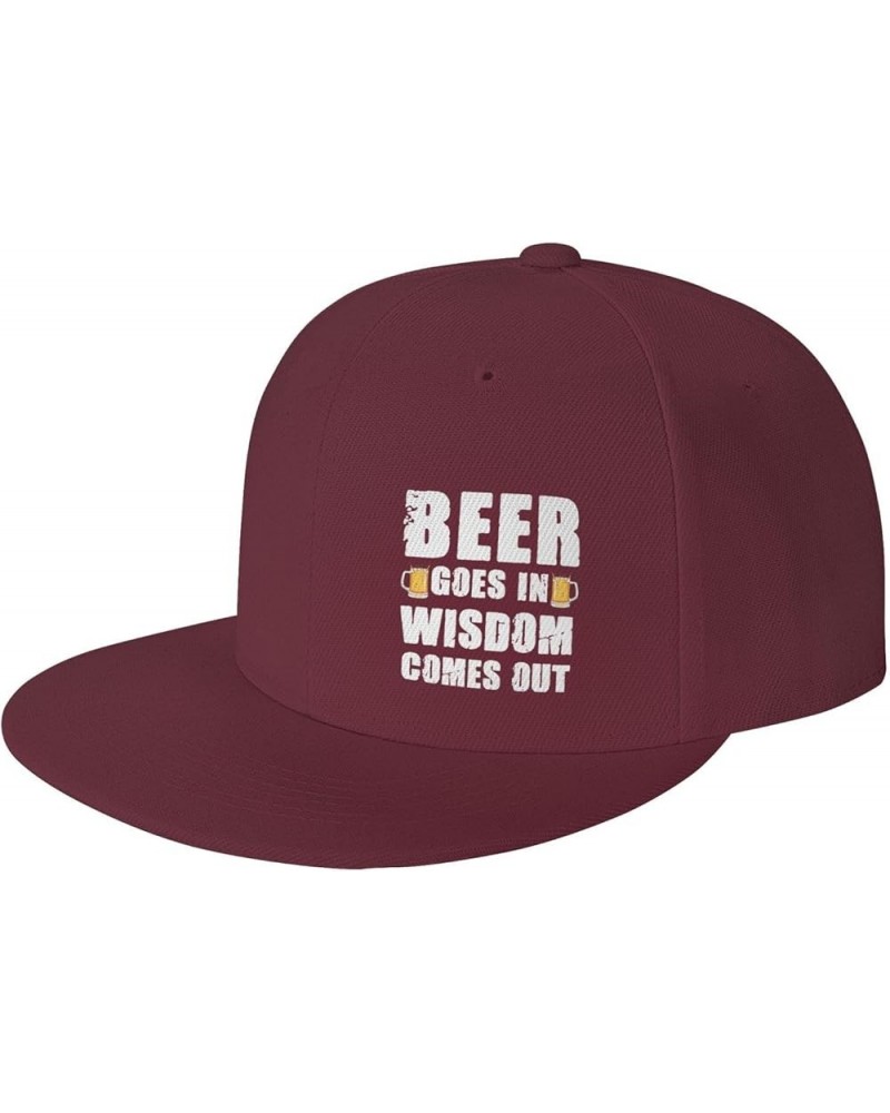 Unisex Baseball Hats Beer goes in Wisdom Comes Out Classic Dad Hat Adjustable Casquette Cap,Black Dark Red $11.02 Baseball Caps