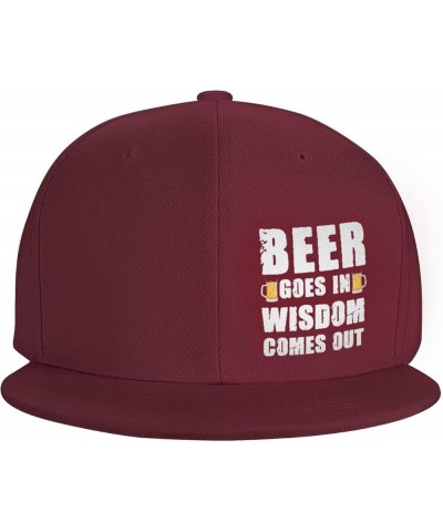 Unisex Baseball Hats Beer goes in Wisdom Comes Out Classic Dad Hat Adjustable Casquette Cap,Black Dark Red $11.02 Baseball Caps