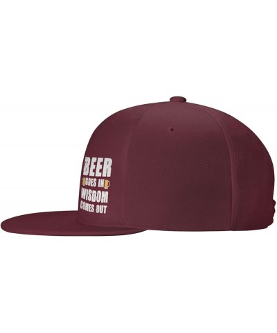 Unisex Baseball Hats Beer goes in Wisdom Comes Out Classic Dad Hat Adjustable Casquette Cap,Black Dark Red $11.02 Baseball Caps