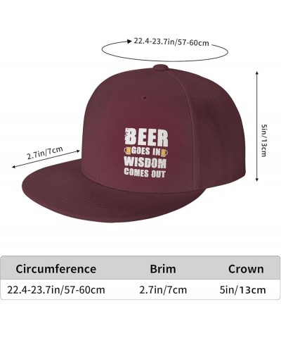 Unisex Baseball Hats Beer goes in Wisdom Comes Out Classic Dad Hat Adjustable Casquette Cap,Black Dark Red $11.02 Baseball Caps