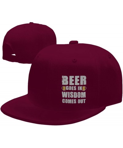 Unisex Baseball Hats Beer goes in Wisdom Comes Out Classic Dad Hat Adjustable Casquette Cap,Black Dark Red $11.02 Baseball Caps