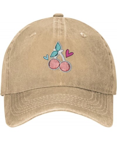 Lovely Cherry with Heart Baseball Cap for Men Women Hats Cotton Trucker Caps Adjustable Dad Hat Natural $11.84 Baseball Caps