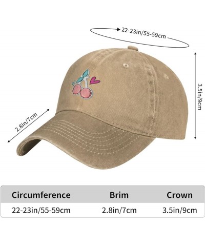 Lovely Cherry with Heart Baseball Cap for Men Women Hats Cotton Trucker Caps Adjustable Dad Hat Natural $11.84 Baseball Caps