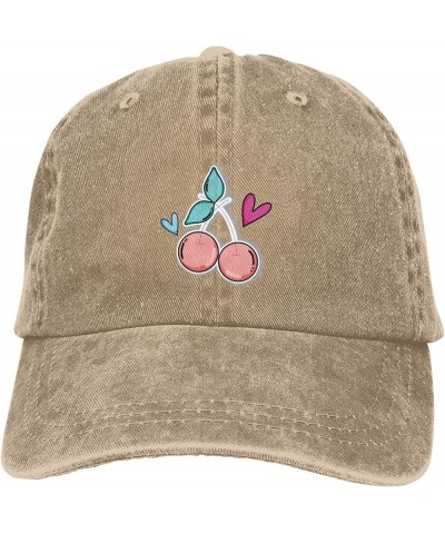 Lovely Cherry with Heart Baseball Cap for Men Women Hats Cotton Trucker Caps Adjustable Dad Hat Natural $11.84 Baseball Caps