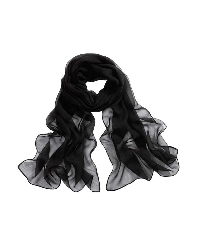 Silk Scarf For Women Hair Scarf For Women Beach Women Chiffon Scarves Wrap Scarf Shawl Soft Lady Girls Thin Long Black $5.61 ...