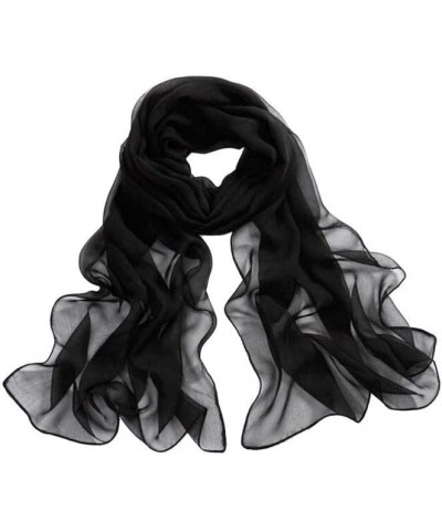 Silk Scarf For Women Hair Scarf For Women Beach Women Chiffon Scarves Wrap Scarf Shawl Soft Lady Girls Thin Long Black $5.61 ...