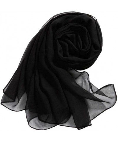 Silk Scarf For Women Hair Scarf For Women Beach Women Chiffon Scarves Wrap Scarf Shawl Soft Lady Girls Thin Long Black $5.61 ...