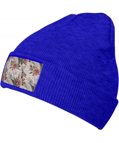 Flower Paris Eiffel Tower Print Elastic Knitted Hat Multifunction Outdoor Daily Beanie for Men Women Soft Warm Blue $13.32 Sk...