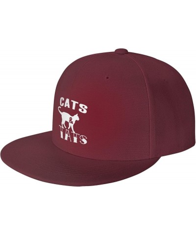 Men Women Adjustable Baseball Caps, Cats and Tats Unisex Plain Hats Vintage Trucker Dad Cap Black Dark Red $11.06 Baseball Caps