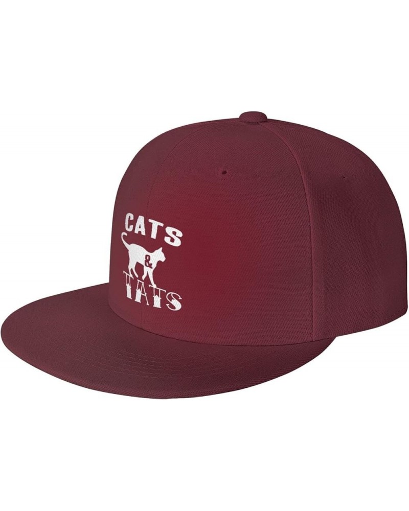 Men Women Adjustable Baseball Caps, Cats and Tats Unisex Plain Hats Vintage Trucker Dad Cap Black Dark Red $11.06 Baseball Caps