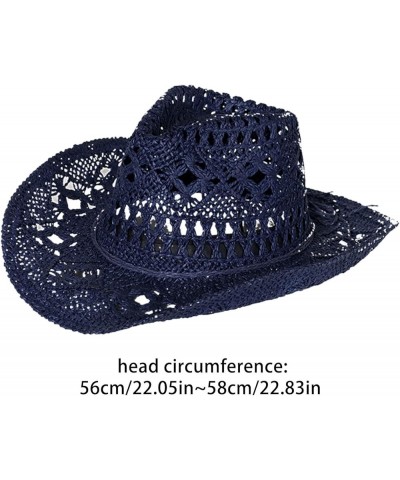 Sun Hats Womens Crochet Hollow Handmade Straw Hat Wide Brim Sun Protection Foldable Beach Hats Vintage Western Cowgirl Hats N...