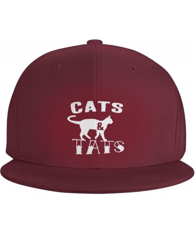 Men Women Adjustable Baseball Caps, Cats and Tats Unisex Plain Hats Vintage Trucker Dad Cap Black Dark Red $11.06 Baseball Caps