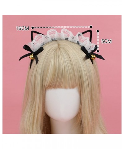 White Lace Black Bow Cat Ears Hair Clip Headdress Accessories Lovely Animal Ear Hair Hoop Bell Decoration Headband Props $9.3...