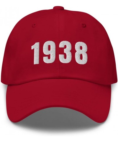 Born in 1938 Hat 1938 Birthday Year 1938 Dad Cap Embroidered Dad Hat Baseball Cap with Adjustable Buckle Strap Cranberry $15....