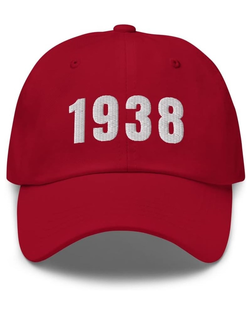 Born in 1938 Hat 1938 Birthday Year 1938 Dad Cap Embroidered Dad Hat Baseball Cap with Adjustable Buckle Strap Cranberry $15....