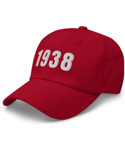 Born in 1938 Hat 1938 Birthday Year 1938 Dad Cap Embroidered Dad Hat Baseball Cap with Adjustable Buckle Strap Cranberry $15....