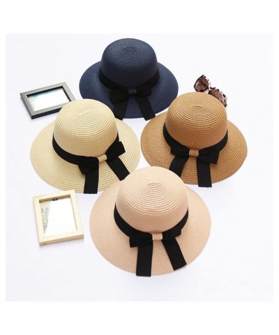 Women Hats for Summer Bow Beach Wide Brim Straw Sun Hat Sun Protection Casual Sun Visor Floppy Hiking Sun Hats Travel Beige $...