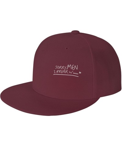 Men and Women Baseball Caps Sorry Men I Prefer Women Vintage Dad Hat Adjustable Casquette Cap,Black Dark Red $9.53 Baseball Caps