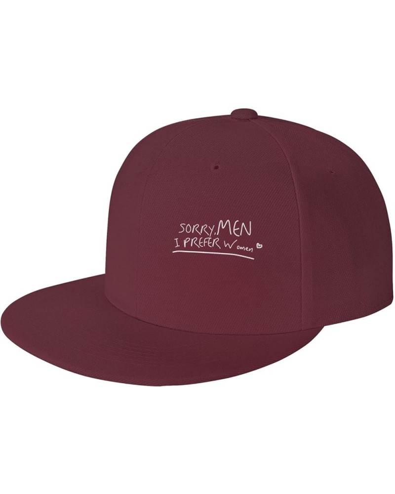 Men and Women Baseball Caps Sorry Men I Prefer Women Vintage Dad Hat Adjustable Casquette Cap,Black Dark Red $9.53 Baseball Caps