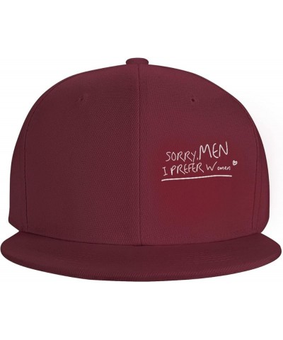 Men and Women Baseball Caps Sorry Men I Prefer Women Vintage Dad Hat Adjustable Casquette Cap,Black Dark Red $9.53 Baseball Caps