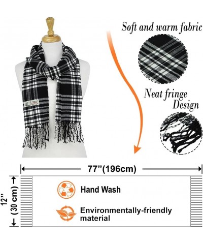 Soft & Warm Tartan Plaid Check Cashmere Feel Scarf, Winter Scarf For Men Women Plaid Blk/Wht 63 $8.69 Scarves