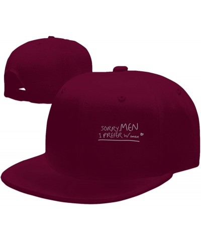 Men and Women Baseball Caps Sorry Men I Prefer Women Vintage Dad Hat Adjustable Casquette Cap,Black Dark Red $9.53 Baseball Caps