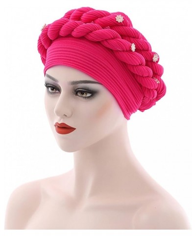 Stretch Turbans for Women Velvet Knot Solid Hijab Headwear Chemo Plated Hair Headwrap Caps Gifts Christmas Hot Pink $6.96 Sku...