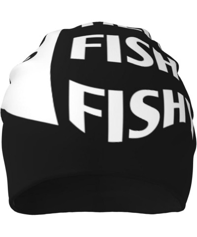 Here Fishy Fishy Fishy Beanie HatWinter Stylish Warm for Men Women Knitted Beanie Hat Black $14.20 Skullies & Beanies