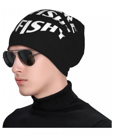 Here Fishy Fishy Fishy Beanie HatWinter Stylish Warm for Men Women Knitted Beanie Hat Black $14.20 Skullies & Beanies